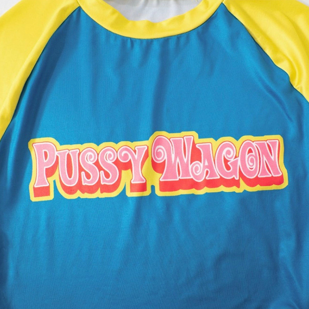 Colorblock Letter Print Cropped T-Shirt