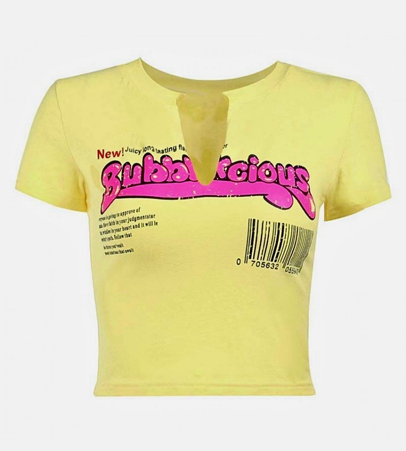 Letter Printed V-Neck Cropped T-Shirt