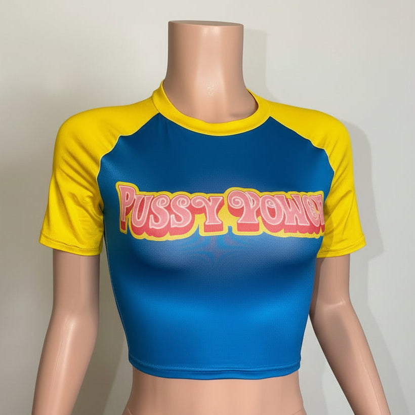 Colorblock Letter Print Cropped T-Shirt